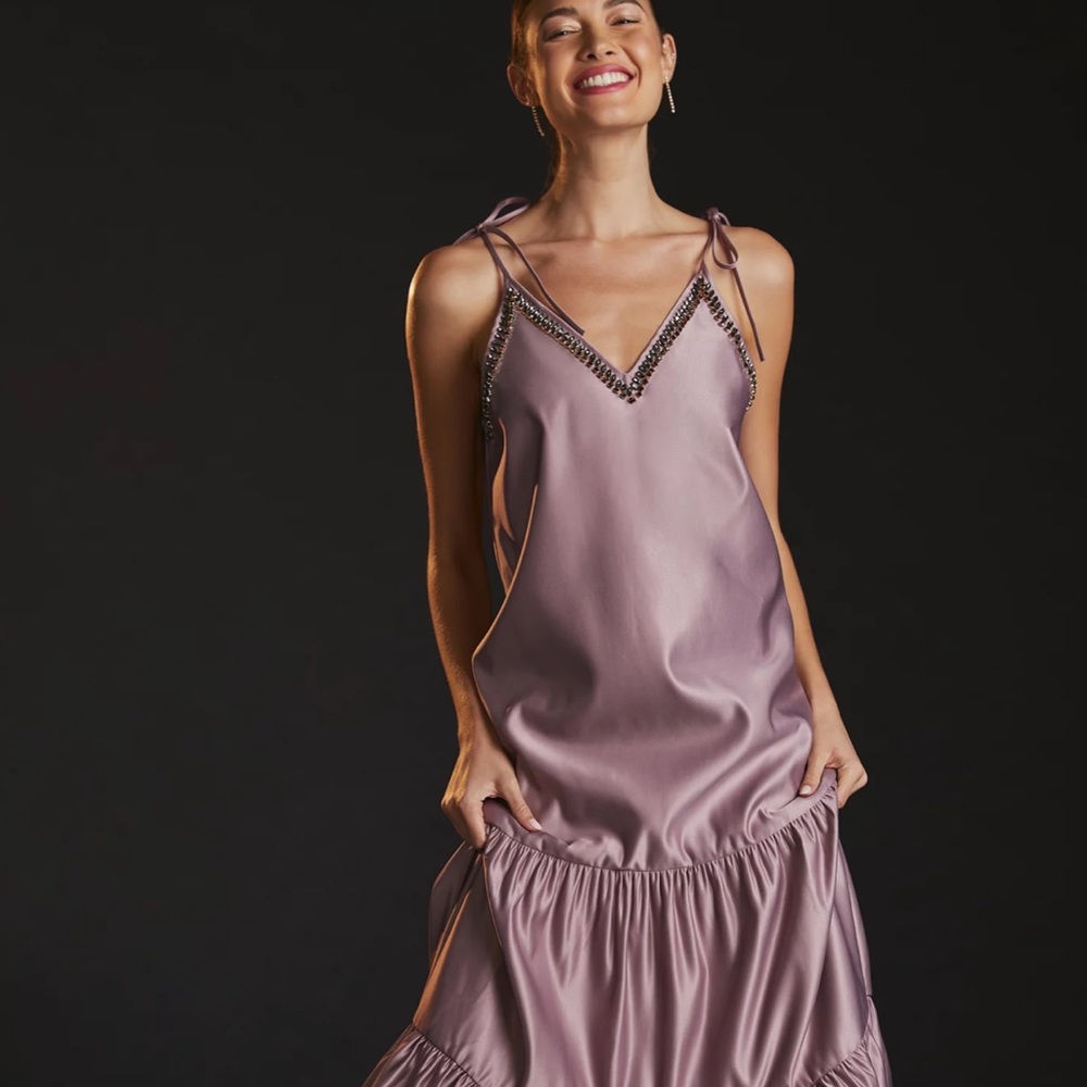 NWT Anthropologie Dhruv Kapoor V-Neck Tiered Maxi Dress Size LP
